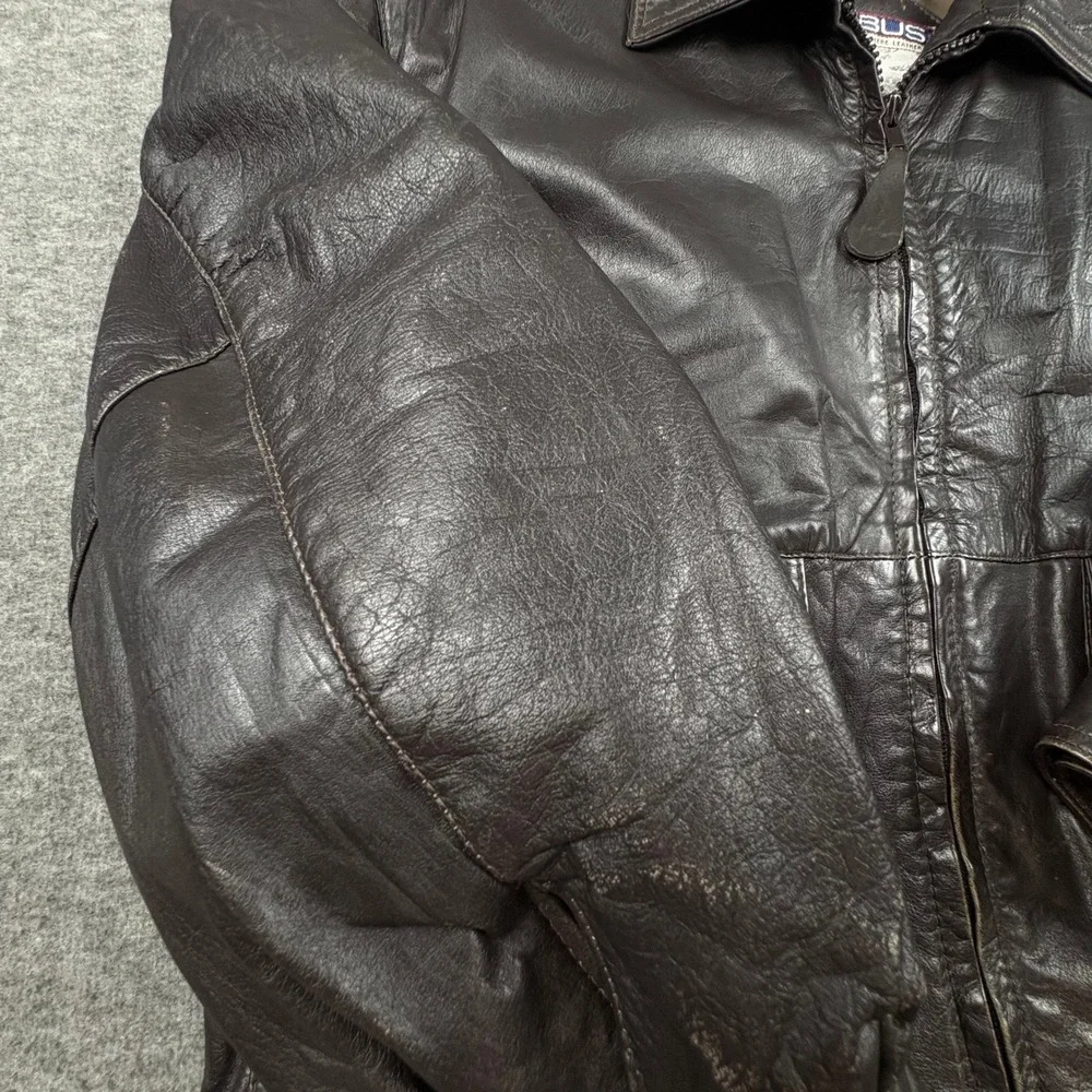 VTG. Nimbus Gant Leather Jacket Men 42 Brown Bomber Flight‎ Heritage Retro RARE